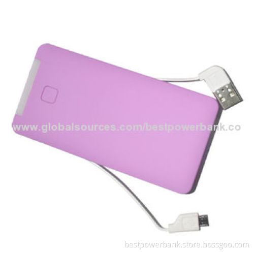 Multifunction Built-in Cable And Adapter 6,000mAh Power Banks, ABS Material With Surface Rubber Oil